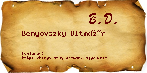 Benyovszky Ditmár névjegykártya